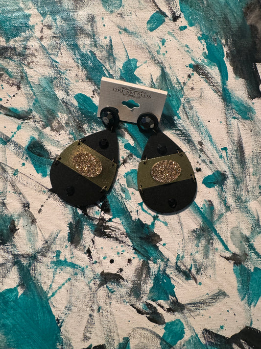 Black & Gold WOOD EARRINGS