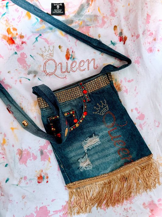 Blue Jean Denim Cross Body Bag