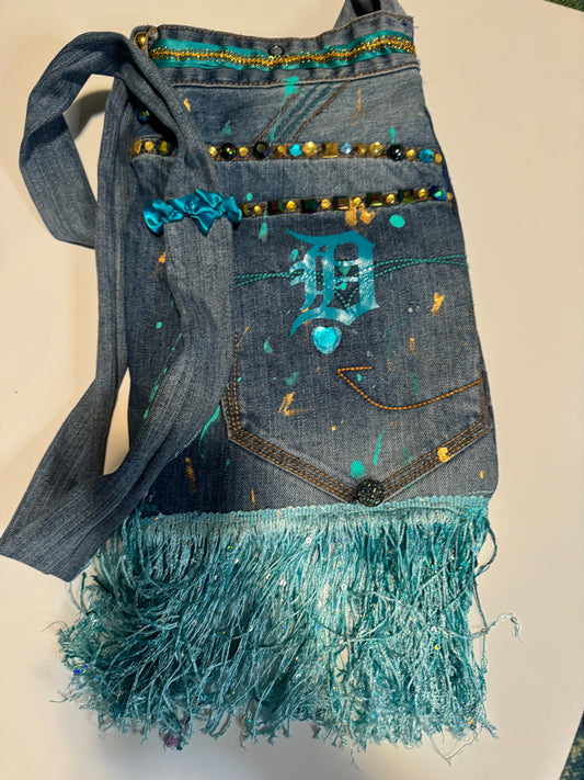 D Turquoise, Blue Jean Bag